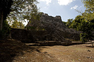 Temple VIII in Becan's Central Plaza - becan mayan ruins,becan mayan temple,mayan temple pictures,mayan ruins photos